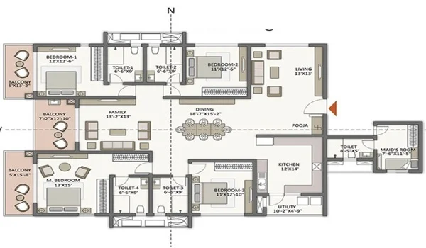 Featured Image of Prestige Urban Grove 4 BHK Apartment Floor Plan